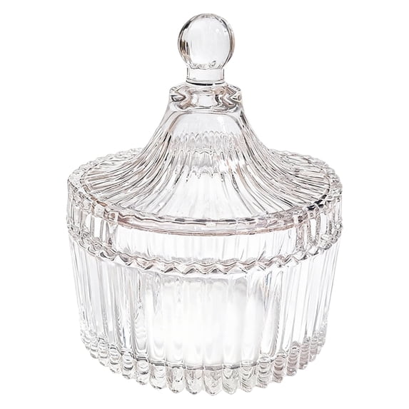 Glass Candy Storage Box, Candy Dish with Lid, Clear Sugar Dish with Lid, Crystal Covered Candy Bowl Apothecary Food Buffet Container Holder, 1 Pcs, 2.76x2.76"