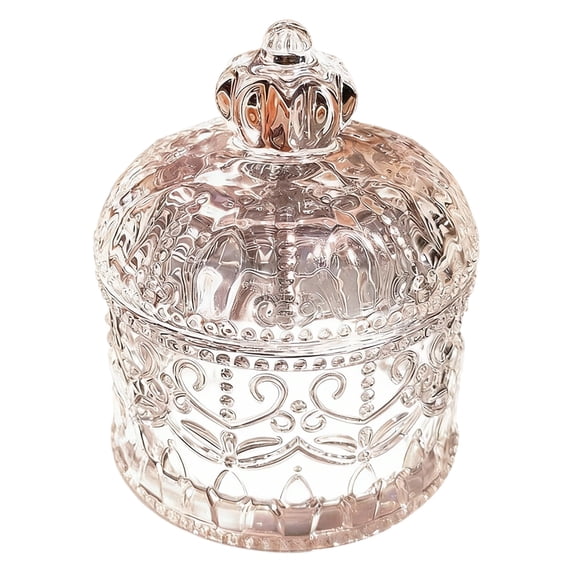 Glass Candy Storage Box, Candy Dish with Lid, Clear Sugar Dish with Lid, Crystal Covered Candy Bowl Apothecary Food Buffet Container Holder, 1 Pcs, 4.13x3.35"