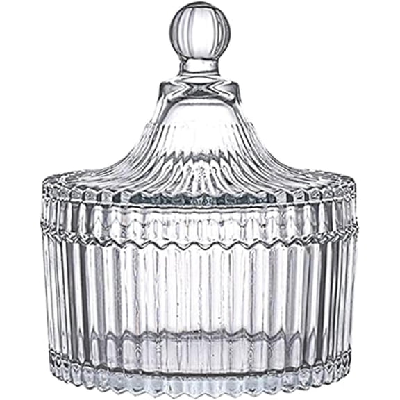 Glass Candy Storage Box Clear Sugar Dish With Lid Crystal Covered Candy Bowl Apothecary Food Buffet Container Holder
