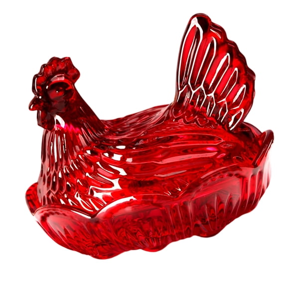 Glass Candys Jar Hen on Nest Candy Dish,Candy Cookie Jars Biscuits Storage Container Decorative Snacks Bowl