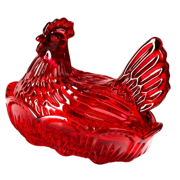 Glass Candys Jar Hen on Nest Candy Dish,Candy Cookie Jars Biscuits Storage Container Decorative Snacks Bowl