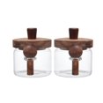 thumbnail image 1 of Just Cook Glass Canister Food Storage Containers with Acacia Wood Lid and Spoon, 350 ml, 2 Pack, 1 of 5