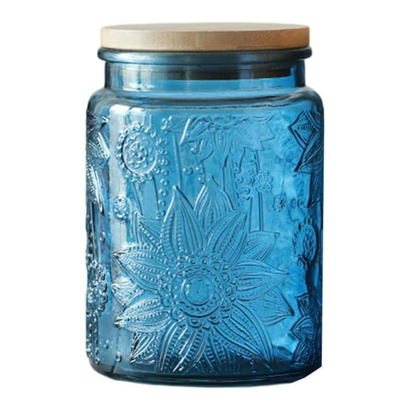 Glass Canister, Candy Jar with Lid, Vintage Colored Mason Jar for Kitchen Decorative Jar for Coffee Tea Candy Cookies, Cute Jar