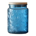 thumbnail image 1 of Glass Canister with Lid, Vintage Colored Mason Jar for Kitchen Decorative Jar for Coffee, Tea, Candy, Cookies, Sunflower Embossed, 23.7 oz, Cute Storage Jar, 1 of 6