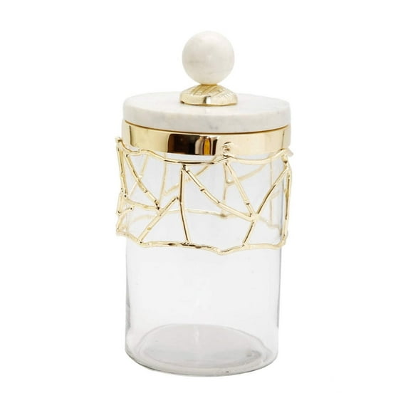 Glass Canister With Gold Mesh Design and Marble Lid (3 Sizes)