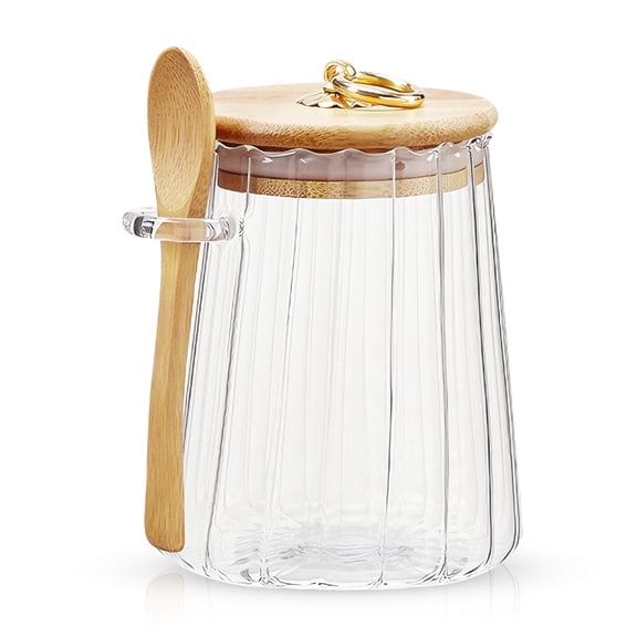 Glass Canister with Lid Airtight Storage Jar for Coffee, Nuts, Pet Food - Decorative Container with Easy-Grasp Metal Handle 700ml (23oz)