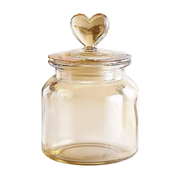Glass Canisters with Lids Airtight, 650ML Amber Smooth Glass Storage Jars, Clear Glass Food Containers for Kitchen Organization, Candy, Snacks, and Pantry Staples