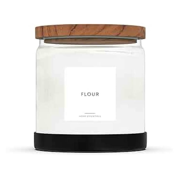 Glass Canisters with Lids - Half Gallon (64oz) Airtight Food Storage Jars for Pantry, Flour, Sugar, Rice, Cookies & Coffee Beans - Includes 30 Labels & Non-Slip Base