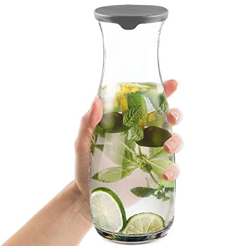 Glass Carafe With Lid, Drink Pitcher And Plastic Carafe Lid For Water