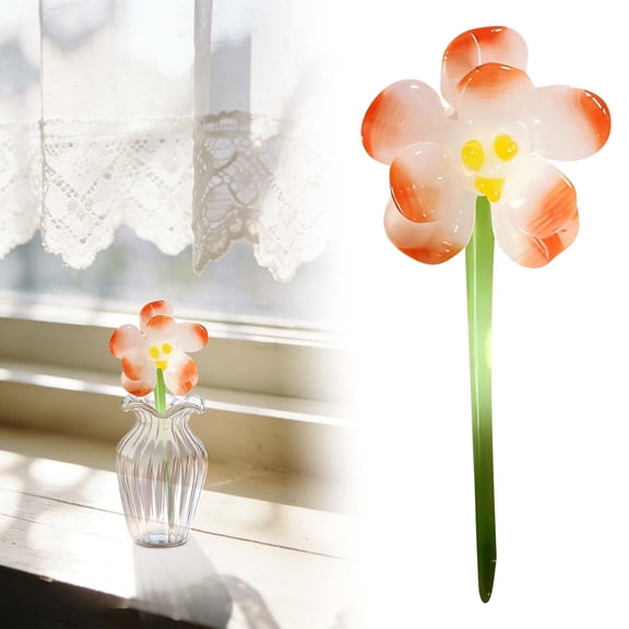 Glass Carnation Ornament - Handcrafted Realistic Flower Decor with Translucent Petals, Everlasting Desktop Centerpiece for Home, Windowsill & Gift