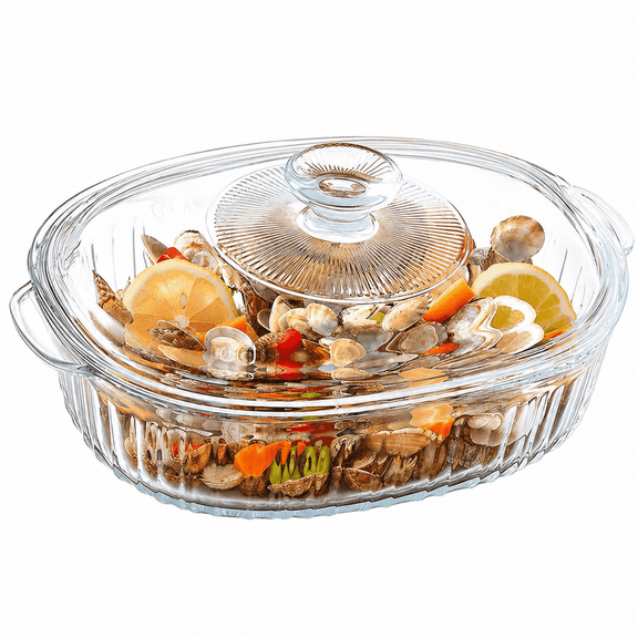 2.8 L/3 Qt Casserole Dishes for Oven with Lids Oval Glass Casserole Dish with Lid 3 Qt Glass Baking Dish with Lid for Baking, Cooking, Oven, Microwave, Dishwasher