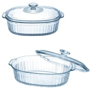 2-Piece Glass Casserole Dishes with Lids 1.9Qt/3Qt Clear Oval Glass Baking Dish for Oven & Microwave