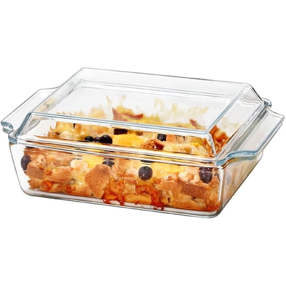 Glass Casserole Dish With Glass Lid - Microwave Safe Bakeware for Cooking
