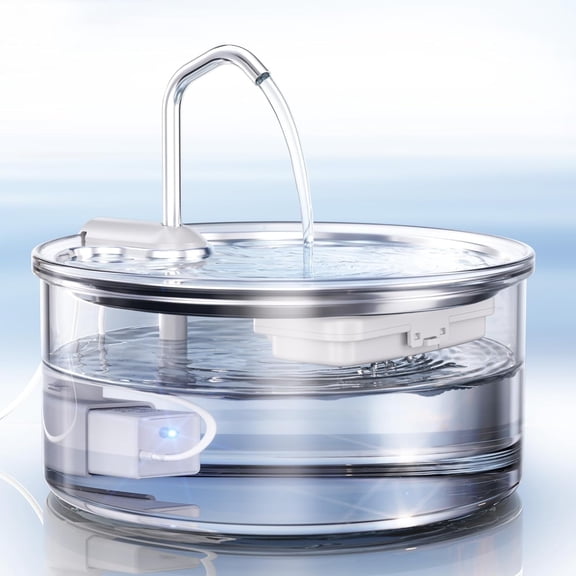 Glass Cat Water Fountain - 108oz/3.2L Ultra-Quiet Cat Fountain for Drinking, Elegant Easy to Clean Glass Pet Water Fountain for Cats, Small Dogs, Multiple Pets, Model Number P11G1