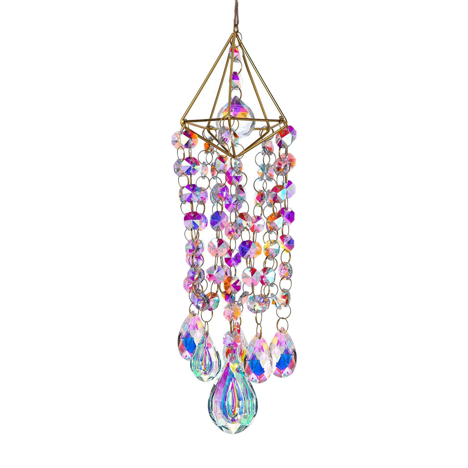 Glass Chandelier Wind Chimes Suncatcher Handcrafted Lightweight Ornament for Home Yard Birthday Gift