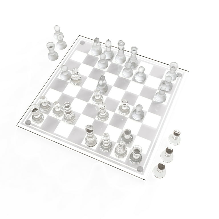  Gamie Glass Chess Set, 2 players - Elegant Design - Durable  Build - Fully Functional - 32 Frosted and Clear Pieces - Felted Bottoms -  Easy to Carry - Reassuringly Stable (14 Inch) : Toys & Games