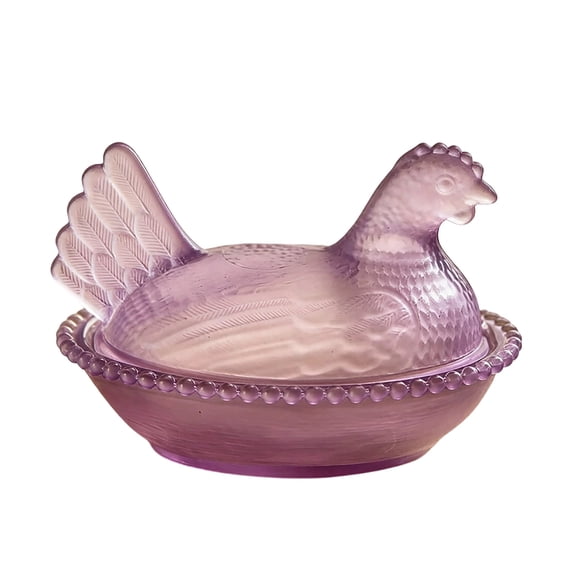 Glass Chicken Candy Dish with Lid, Vintage Hen Shaped Candy Bowl, Clear Glass Candy Jar for Candy Cookies Snacks, Farmhouse Kitchen Decor
