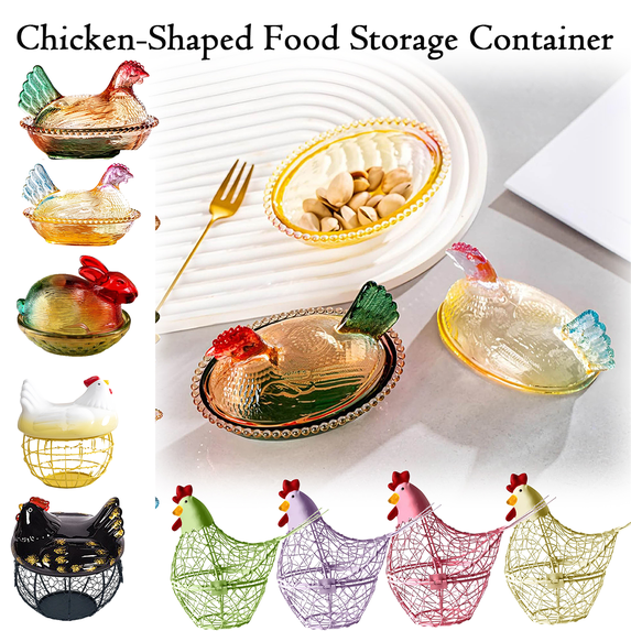 Glass Chicken Candy Tray with Lid, Vintage Hen on Nest Crystal Candy Bowl and Cookie Jar for Snacks, Chocolates and Desserts, Rustic Farmhouse Tabletop Candy Holder for Kitchen Decoration, HAODEJW