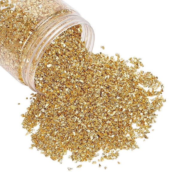 Glass Chip Beads No Hole Nail Art Decoration Accessories Gold 0.3-5x0.3-5x0.3-5mm 0.5bag/box