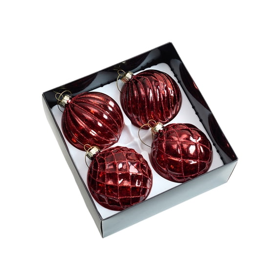 Glass Christmas Ball Ornament Set, Irregular Shaped Baubles For Holiday Tree Decor, Delicate Hanging Decorations For Indoor Home Display