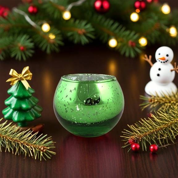 Glass Christmas Candle Holders with Classic Holiday Patterns for Table Decor, Party Centerpiece, Home and Festive Decorations
