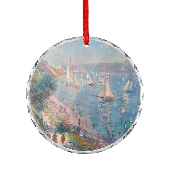 Glass Christmas Ornament Fishing Boats Leaving The Harbor Round Glass Christmas Ornaments Sailing Ship Sailboat Travel History for Home Office Xmas Tree Decor