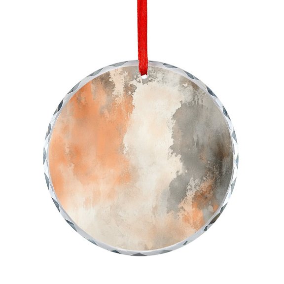 Glass Christmas Ornament Orange And Grey Abstract Art Round Glass Hanging Ornament Burnt Orange Modern Abstract Art for Home Office Xmas Tree Decor