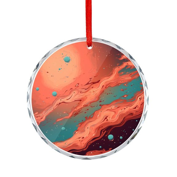 Glass Christmas Ornament PLANET MARS Glass Round Ornaments Personalized Solar System Gift Exchange Present Ideas