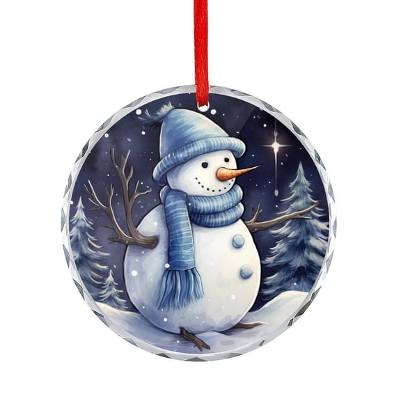 Glass Christmas Ornament Snowman with Scarf Let It Snow Round Glass Hanging Ornament Christmas Snowman Hanging Craft Collectibles for Xmas Trees Home Party Gifts