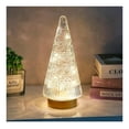 thumbnail image 1 of Glass Christmas Tree, Battery Operated Lit Clear Christmas Tree Figurine, Lighted Glass Decor Cordless Cone Crystal Christmas Tree Lamp, Light Up Christmas Tree with Lights, 1 of 7