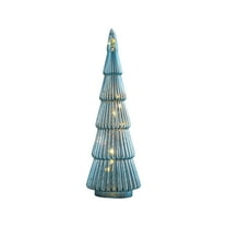 Glass Christmas Tree, Mercury Glass Christmas Tree with LED Light, Battery Operated Tabletop Xmas Tree for Fireplace Centerpiece Mantel Window Indoor Christmas Home Decor
