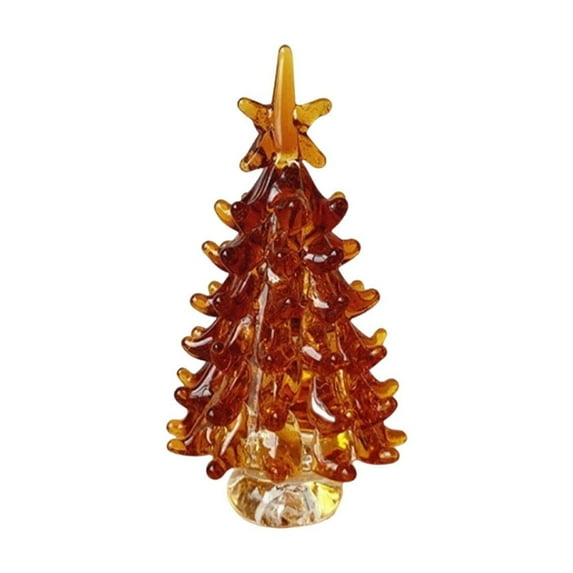 Glass Christmas Tree Ornament – Holiday Tabletop Decoration with Santa & Snowflake Details, Handcrafted Glass Decor Gift for Office or Home Display