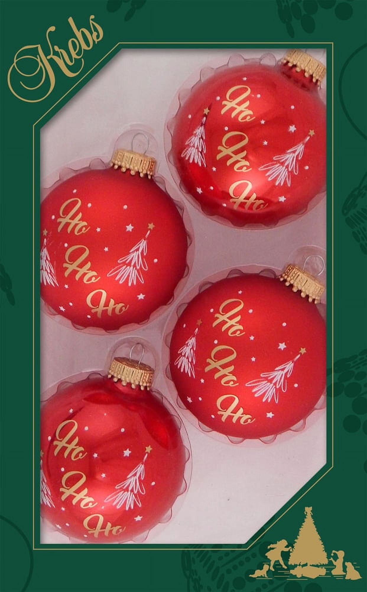 Glass Christmas Tree Ornaments 67mm/2.625" [4 Pieces] Decorated Balls