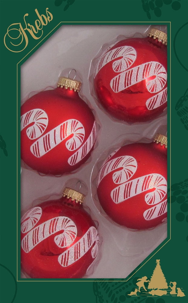 Glass Christmas Tree Ornaments 67mm/2.625" [4 Pieces] Decorated Balls