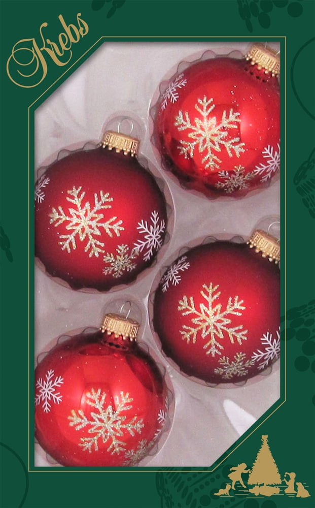 Glass Christmas Tree Ornaments 67mm/2.625" [4 Pieces] Decorated Balls