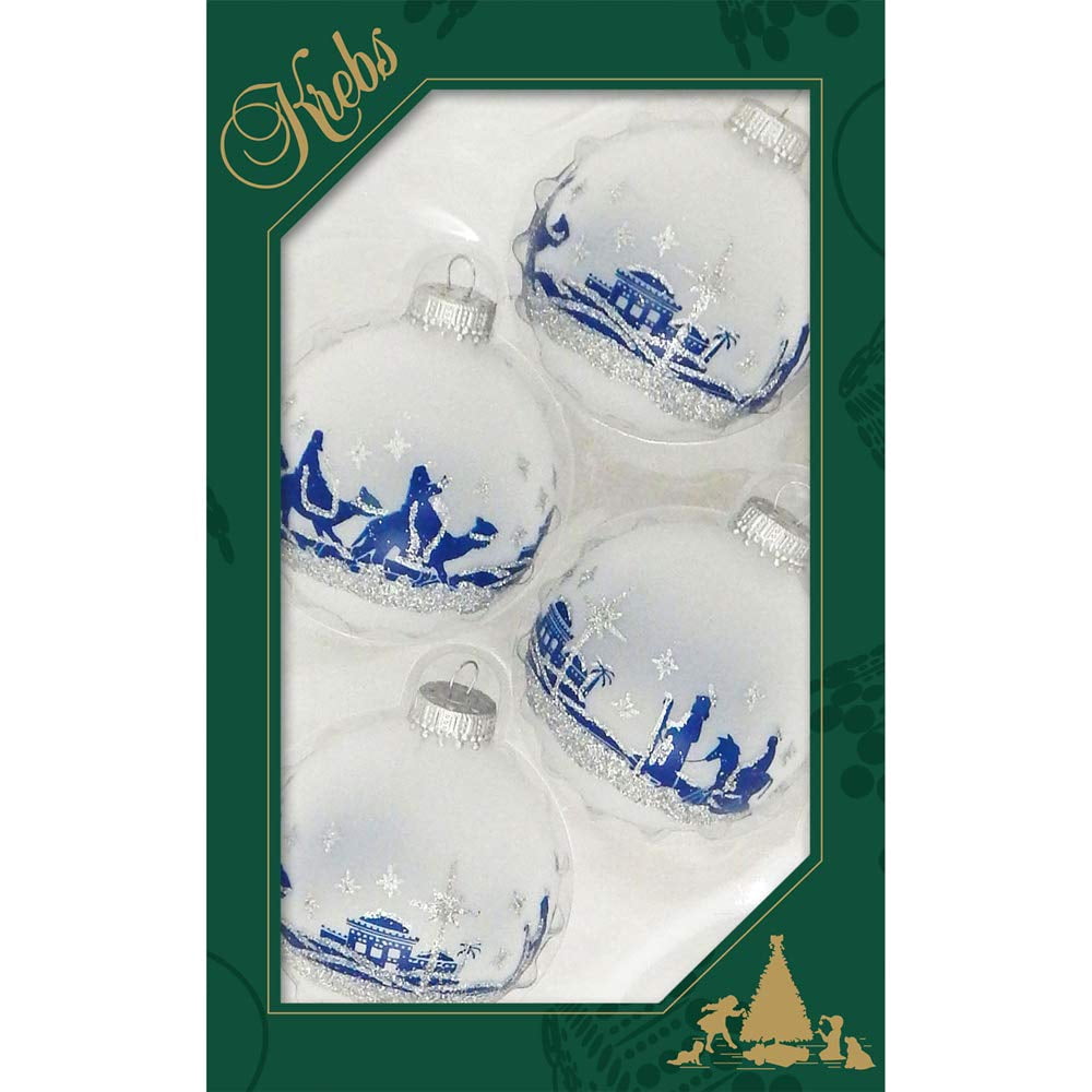 Glass Christmas Tree Ornaments 67mm/2.625" [4 Pieces] Decorated Balls from Christmas by Krebs