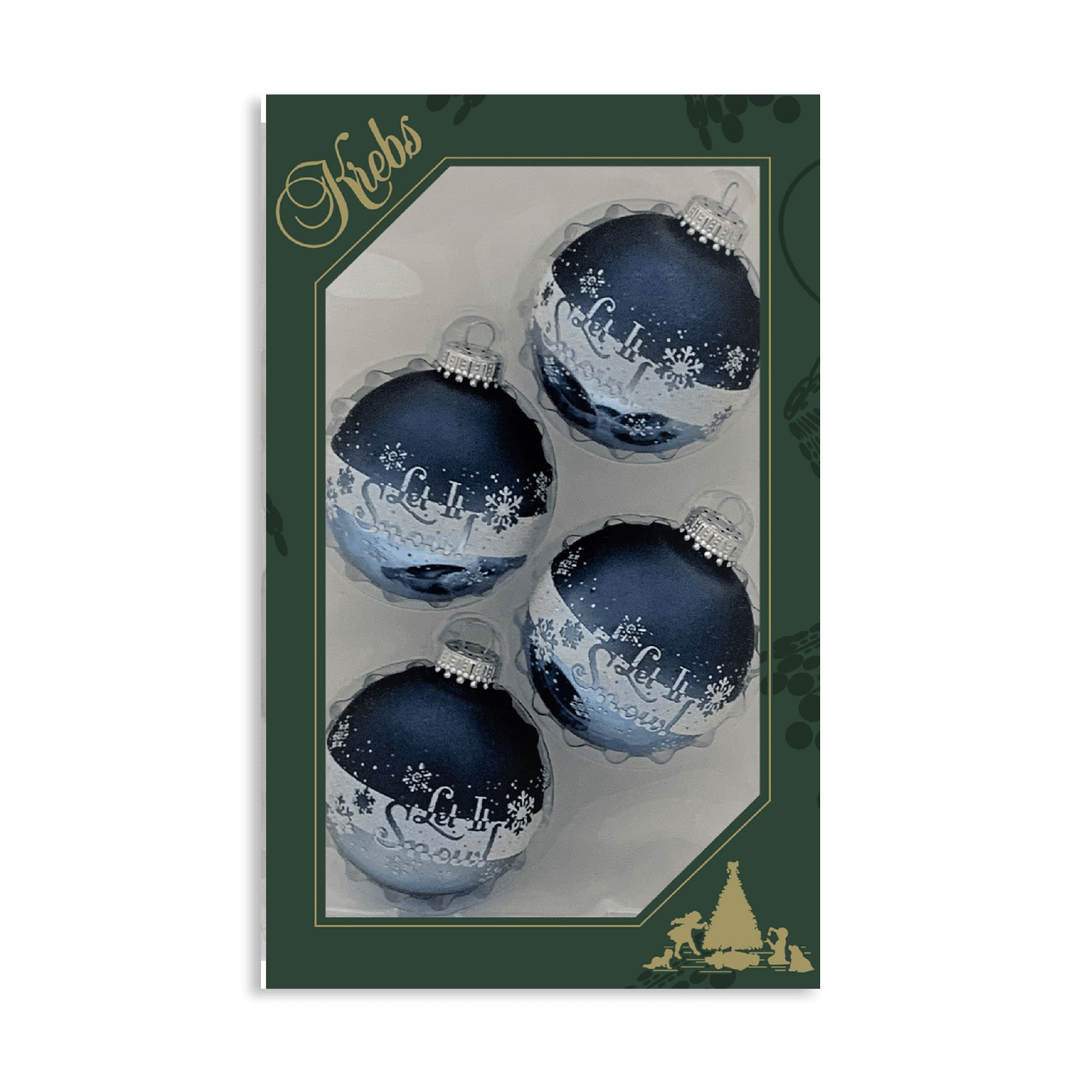 Glass Christmas Tree Ornaments 67mm/2.625" [4 Pieces] Decorated Balls