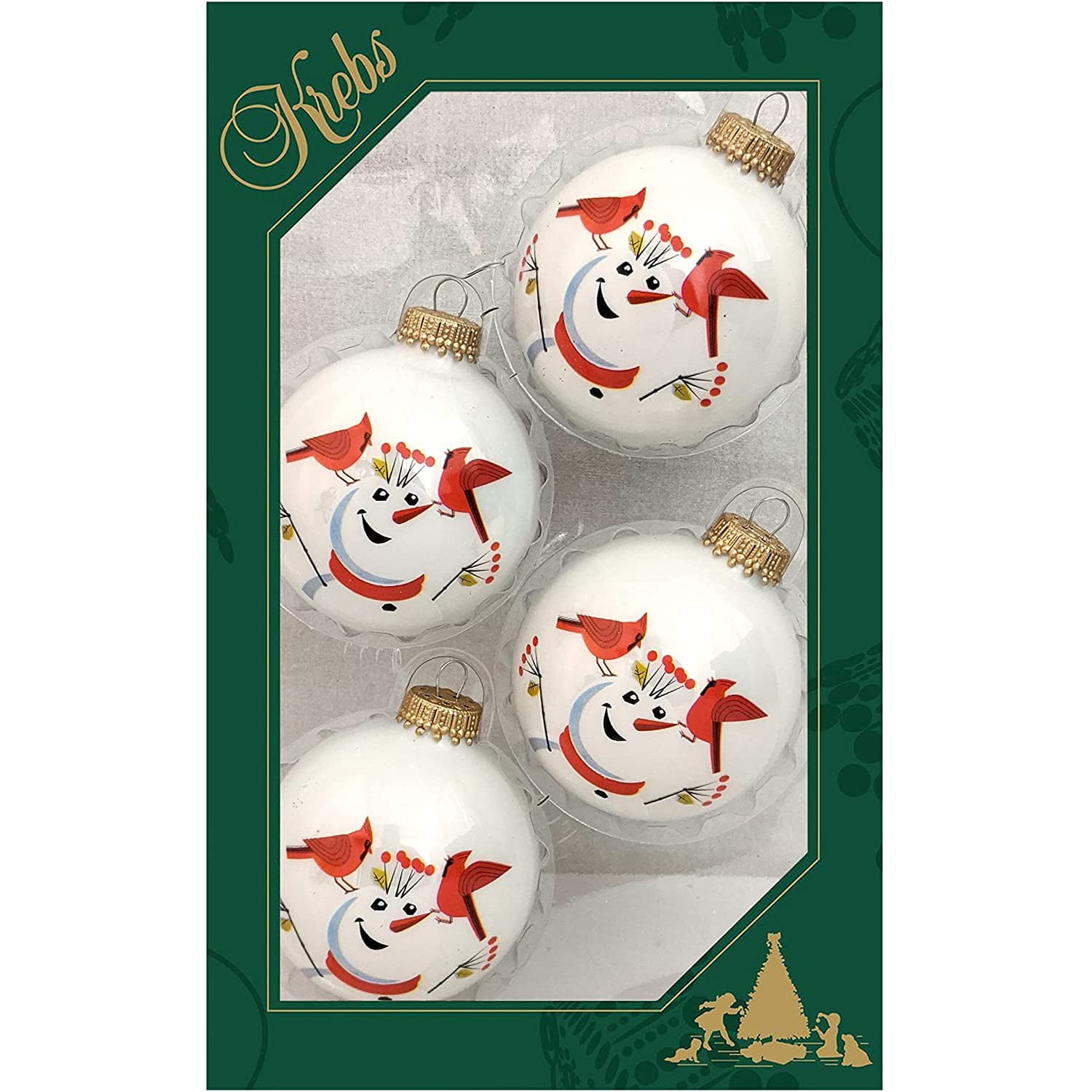 Glass Christmas Tree Ornaments 67mm/2.625" [4 Pieces] Decorated Balls