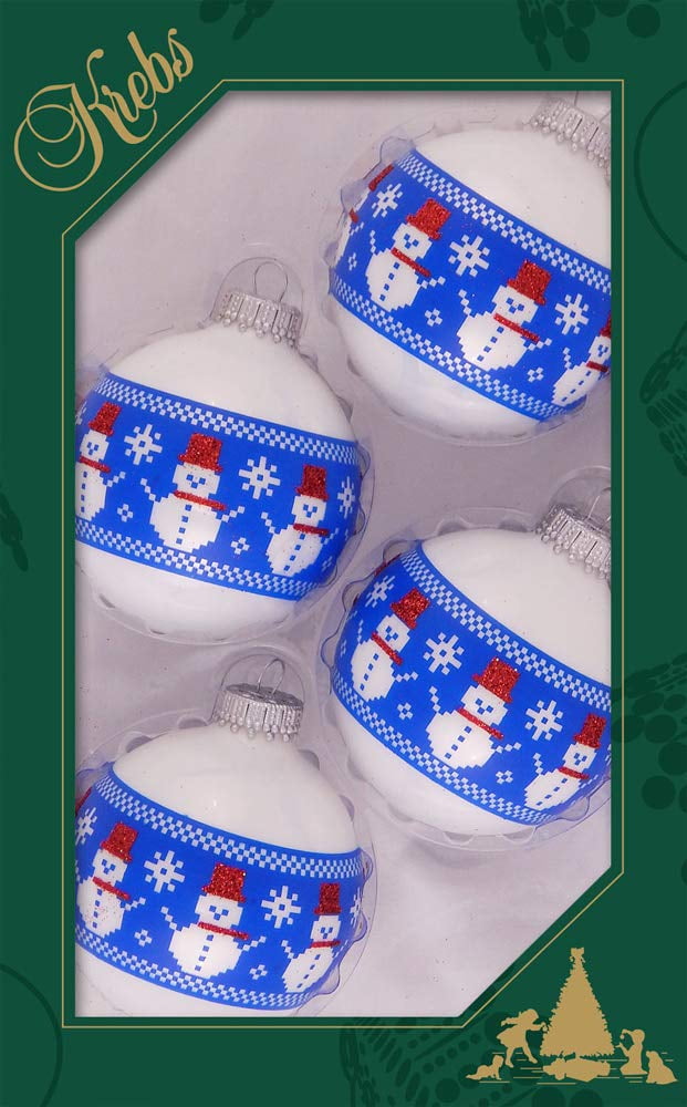 Glass Christmas Tree Ornaments 67mm/2.625" [4 Pieces] Decorated Balls