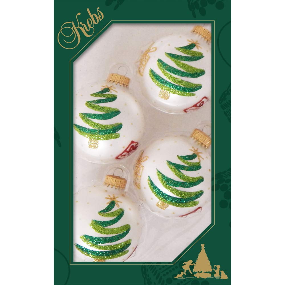 Glass Christmas Tree Ornaments 67mm/2.625" [4 Pieces] Decorated Balls from Christmas by Krebs