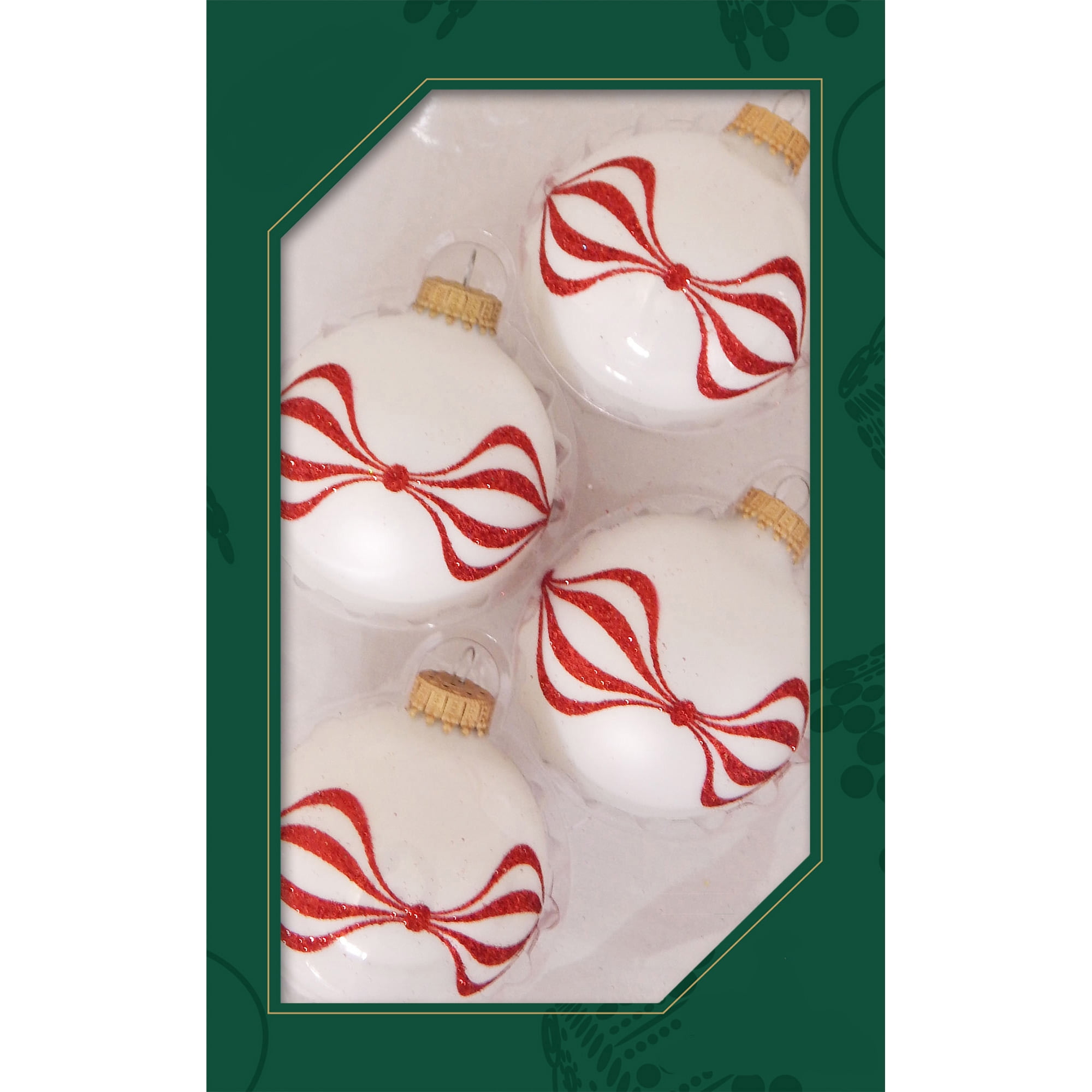 Glass Christmas Tree Ornaments 67mm/2.625" [4 Pieces] Decorated Balls from Christmas by Krebs