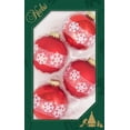 thumbnail image 1 of Glass Christmas Tree Ornaments - 67mm/2.63" [4 Pieces] Decorated Balls from Christmas by Krebs Seamless Hanging Holiday Decor (Brilliant Red Shine with Blowing Snowflakes), 1 of 5