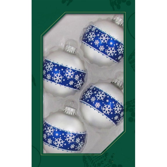 Glass Christmas Tree Ornaments - 67mm/2.63" [4 Pieces] Decorated Balls from Christmas by Krebs Seamless Hanging Holiday Decor