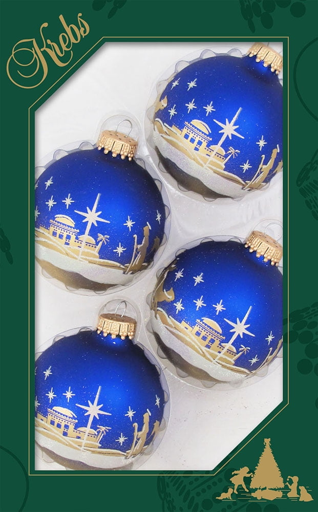 Glass Christmas Tree Ornaments 67mm/2.63" [4 Pieces] Decorated Balls from Christmas by Krebs