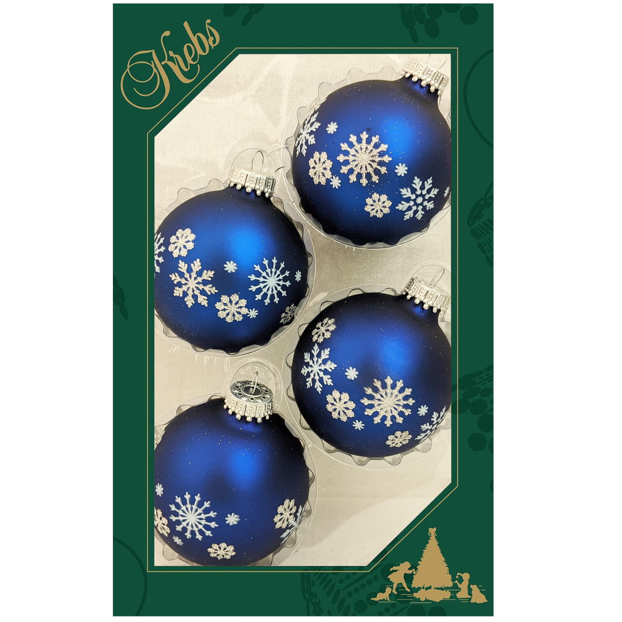 Glass Christmas Tree Ornaments 67mm/2.63" [4 Pieces] Decorated Balls