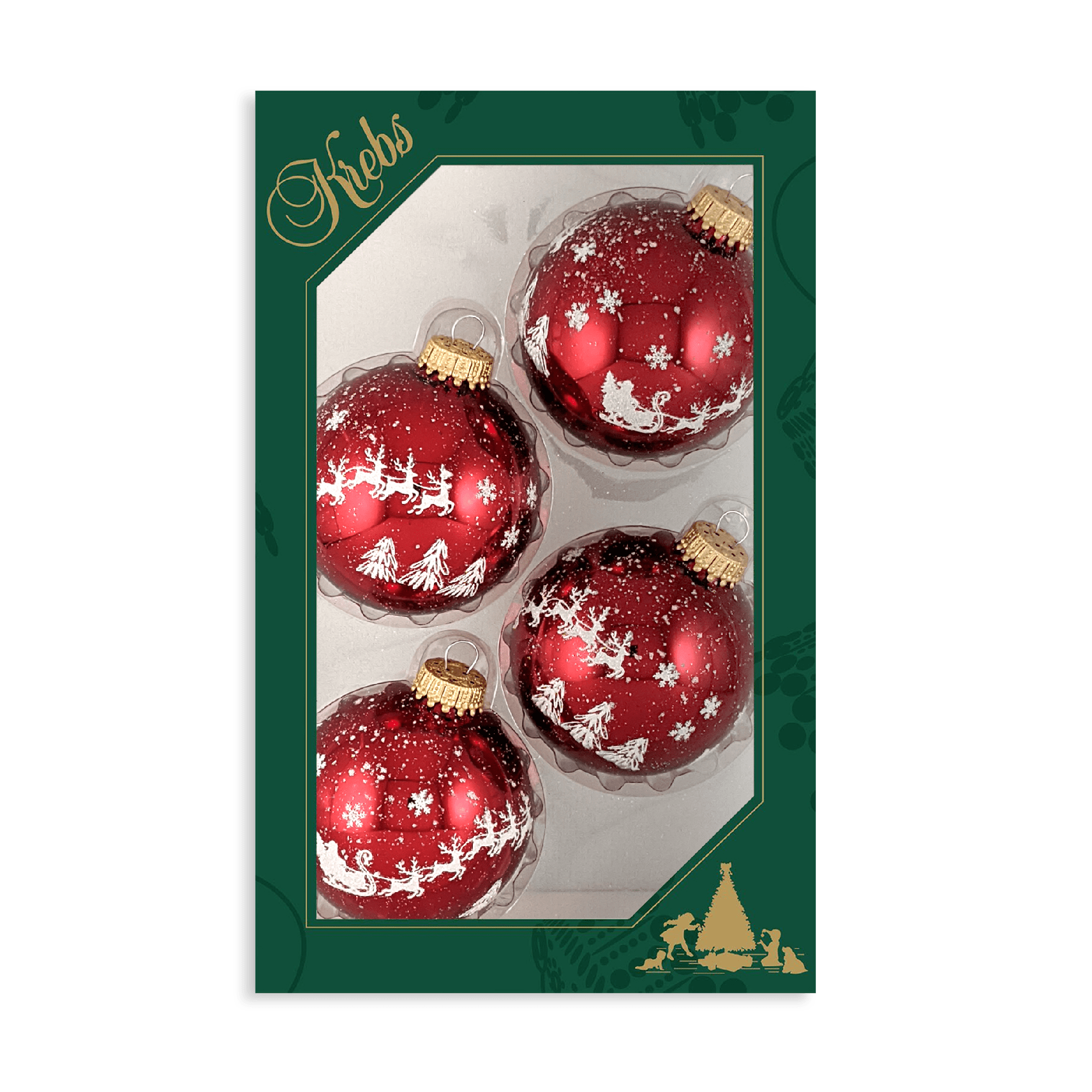 Glass Christmas Tree Ornaments 67mm/2.63" [4 Pieces] Decorated Balls from Christmas by Krebs