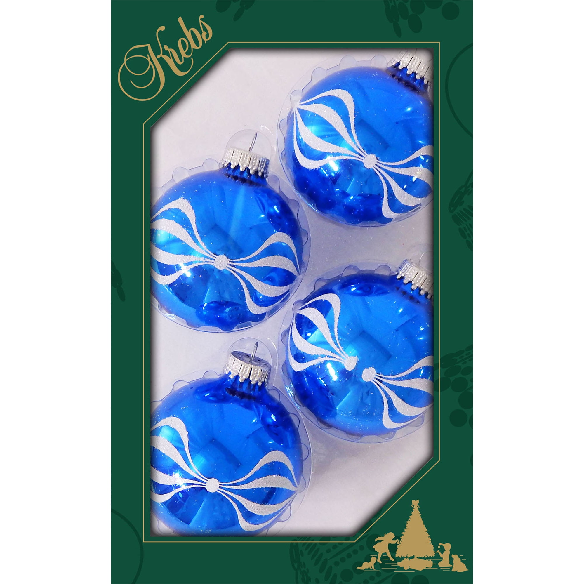 Glass Christmas Tree Ornaments 67mm/2.63" [4 Pieces] Decorated Balls from Christmas by Krebs
