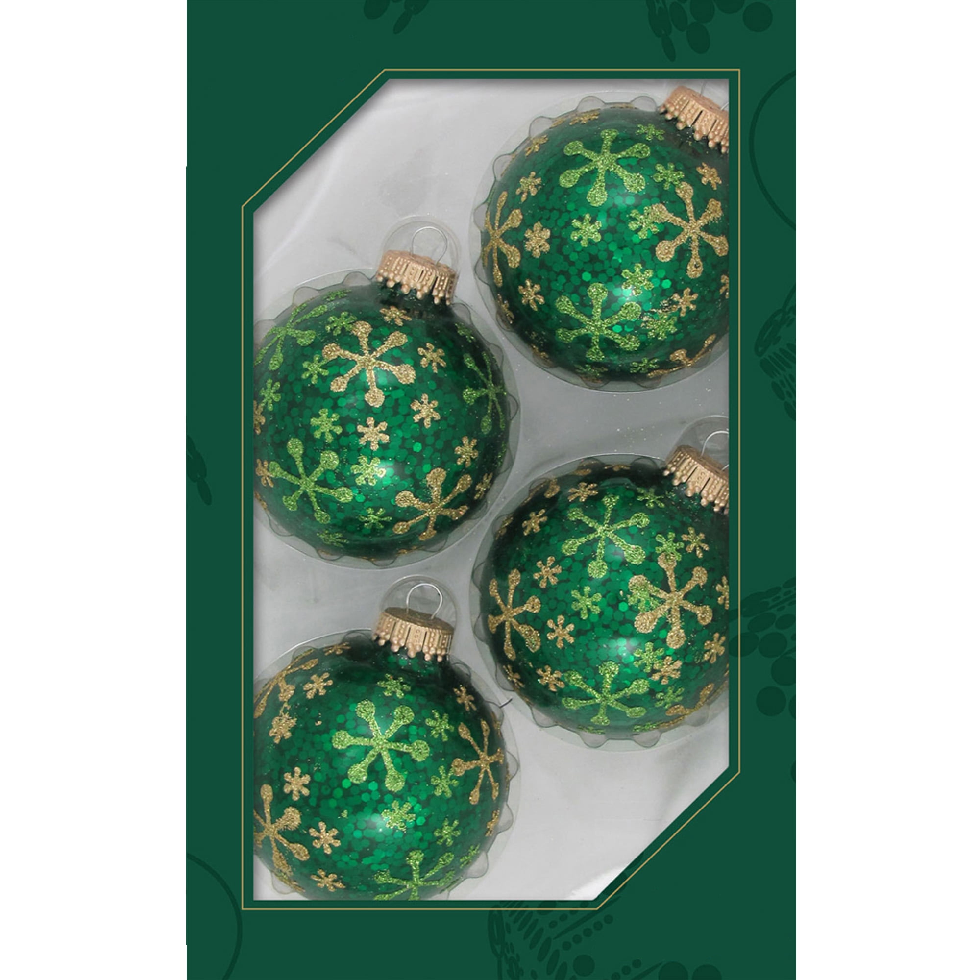 Glass Christmas Tree Ornaments 67mm/2.63" [4 Pieces] Decorated Balls from Christmas by Krebs