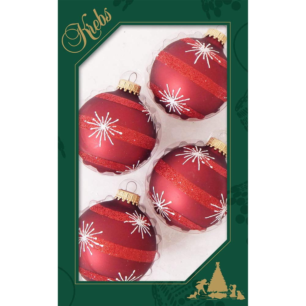 Glass Christmas Tree Ornaments 67mm/2.63" [4 Pieces] Decorated Balls from Christmas by Krebs