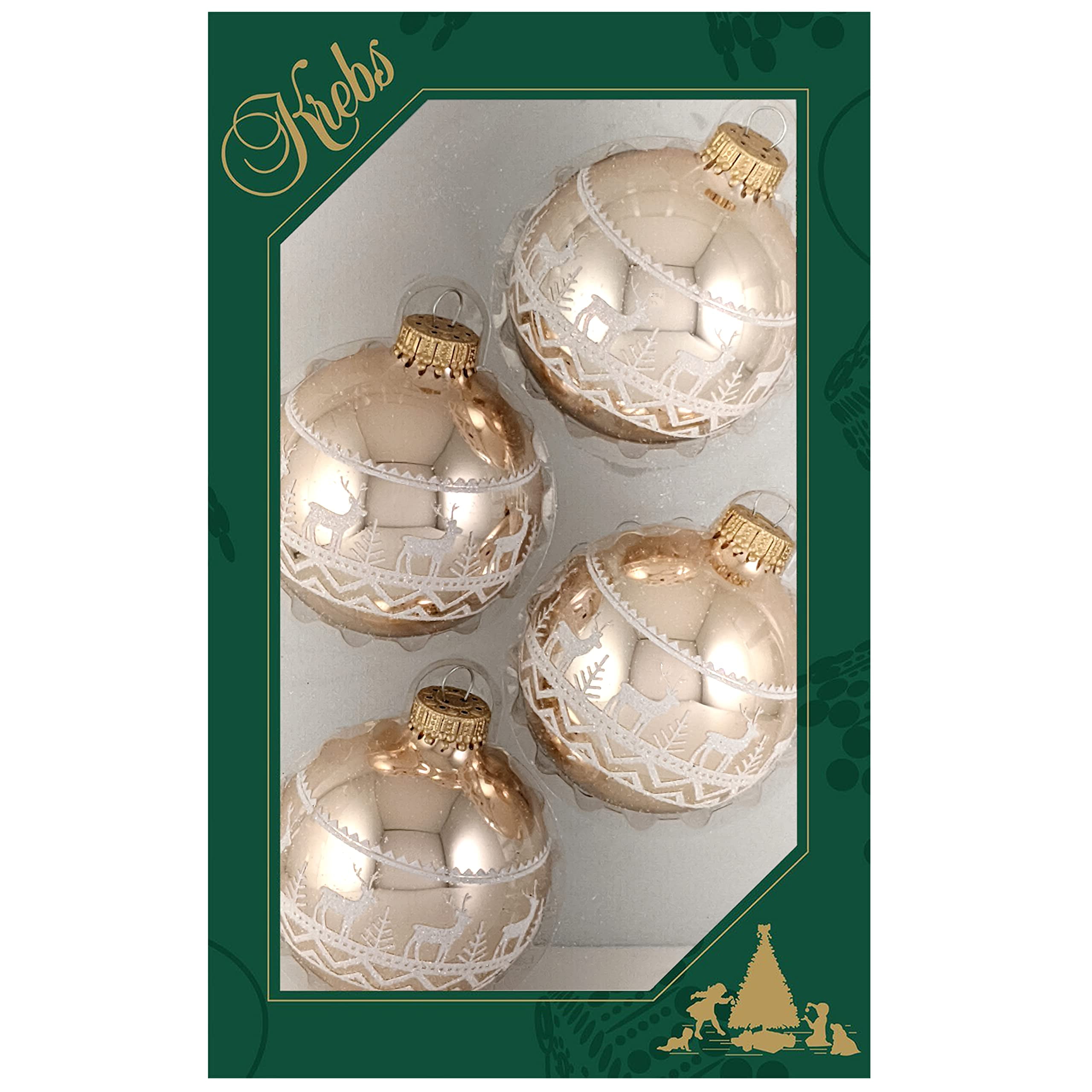 Glass Christmas Tree Ornaments 67mm/2.63" [4 Pieces] Decorated Balls from Christmas by Krebs